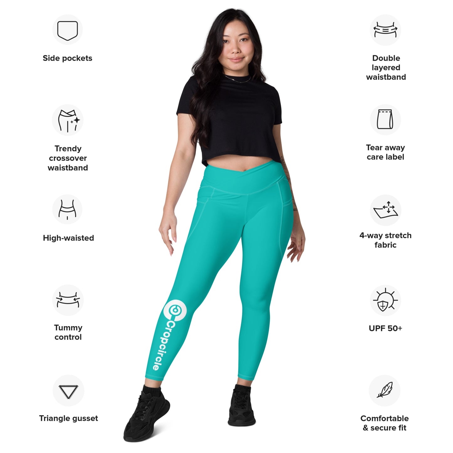 Crossover leggings with pockets