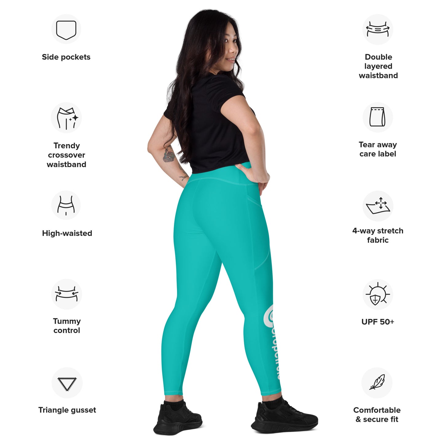 Crossover leggings with pockets